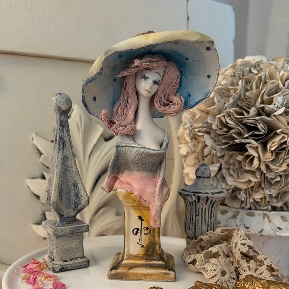 Zampiva Other - Zampiva Spaghetti Art  Pink and Blue Ceramic Lady Bust Sculpture Italy